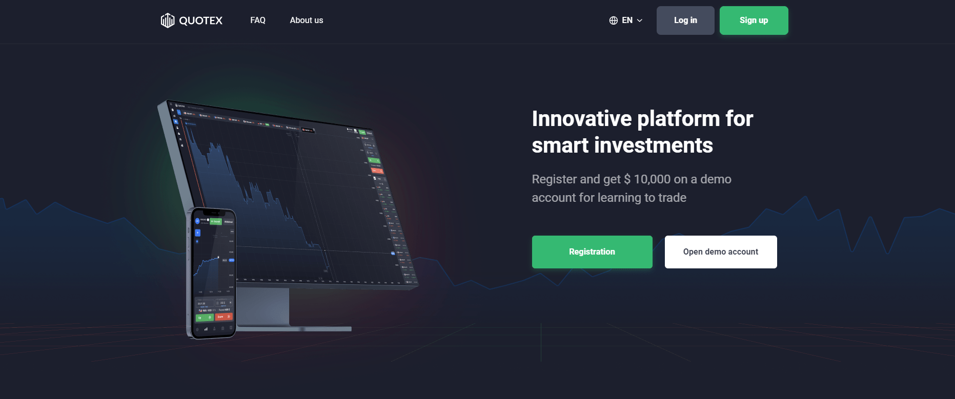 Quotex Home page